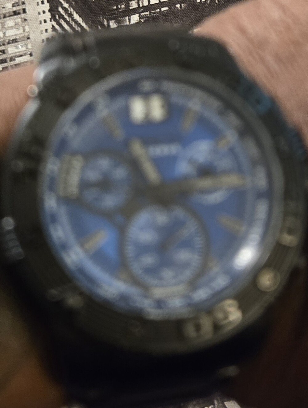 Invicta Blue Dial Black Case Men's Chronograph Watch